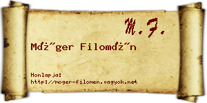 Móger Filomén névjegykártya